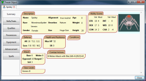 Huge spider has different bite attack modified
