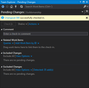 500th Check-In since moving to TFS